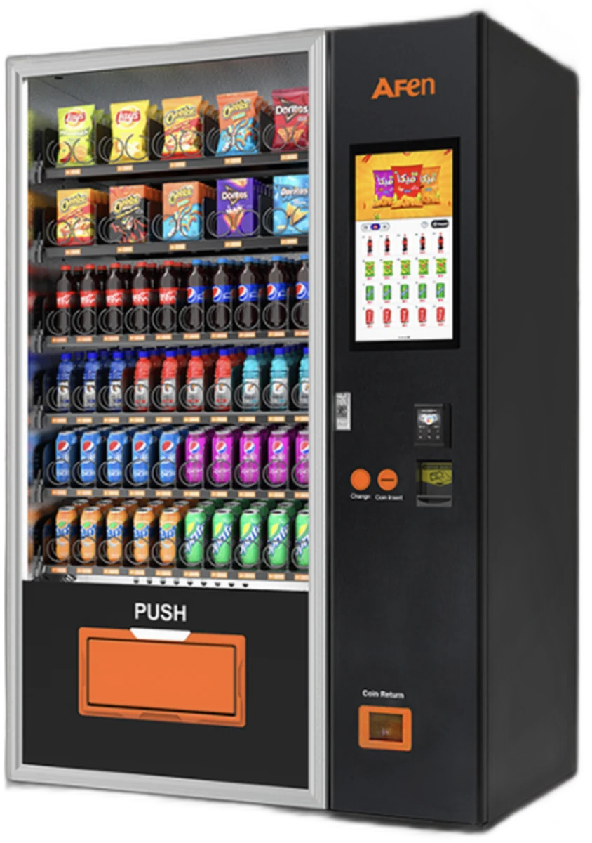 Snackautomat mit Getränken, Snacks und Touchscreen, kontaktlose Kartenzahlung